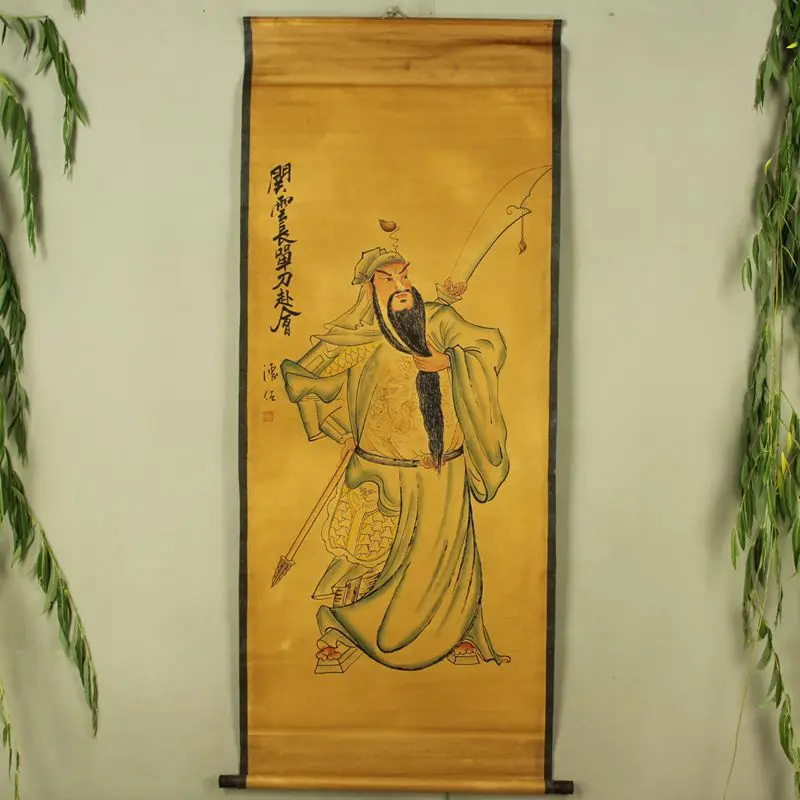 Античная каллиграфия и живопись большой нож Guan Gong портрет коллекции|Рисование