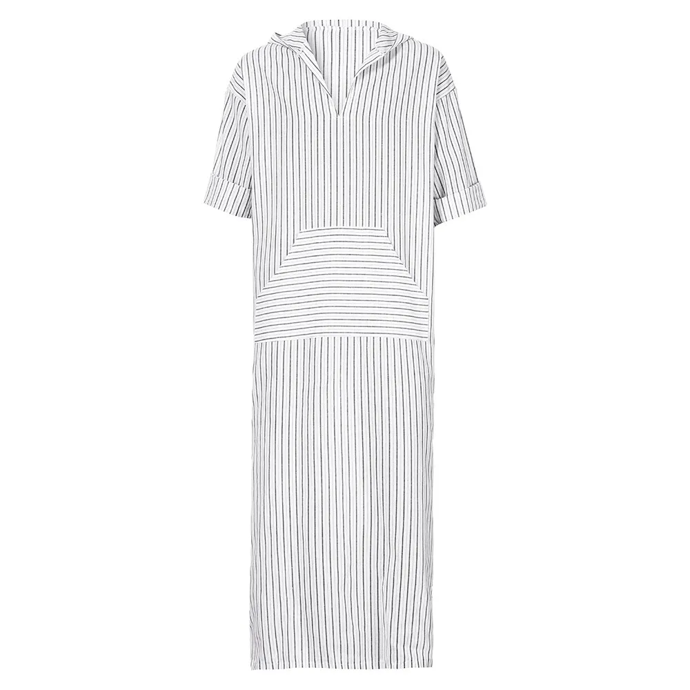 Новые Топы мужская рубашка этнические халаты свободные в полоску с длинным