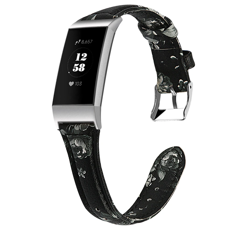 Ремешок сменный из натуральной кожи для фитнес трекера Fitbit Charge 3