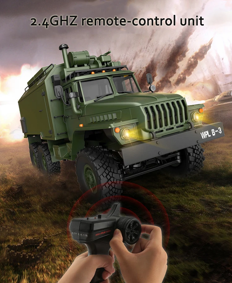 WPL 2,4 GHz 1/16 советская Урал пульт дистанционного управления военный командный автомобиль 6 Привод внедорожный альпинистский пульт дистанционного управления автомобильный светодиодный фонарь
