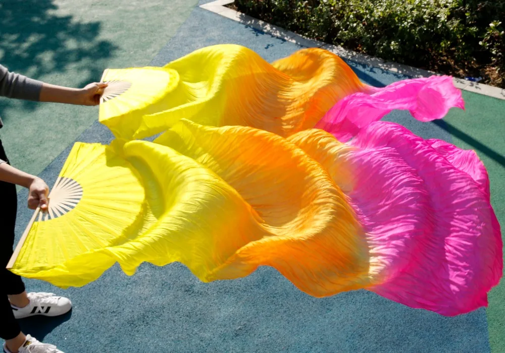 Веер вуаль из натурального шелка для танца живота 2018 см длиной 180 см|fan veil|silk fan