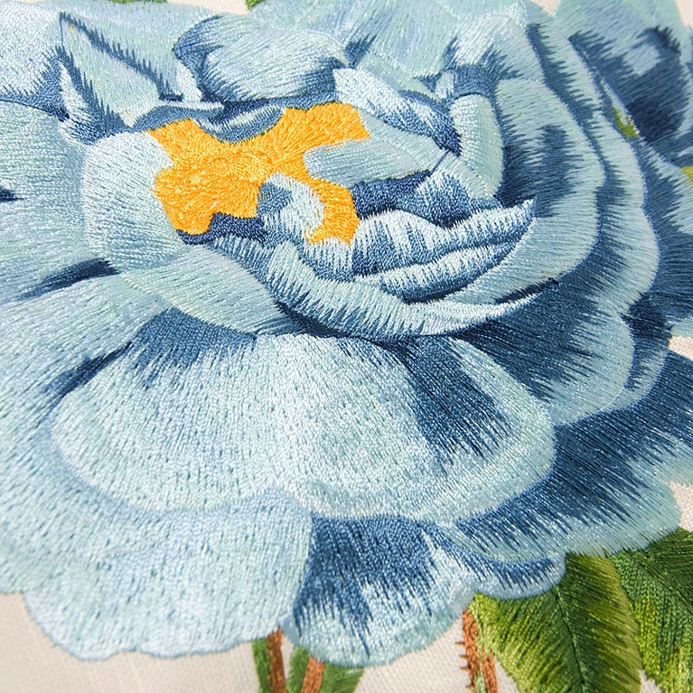 45*45 см Европейский пасторальный стиль вышитая синяя Роза льняная и хлопковая