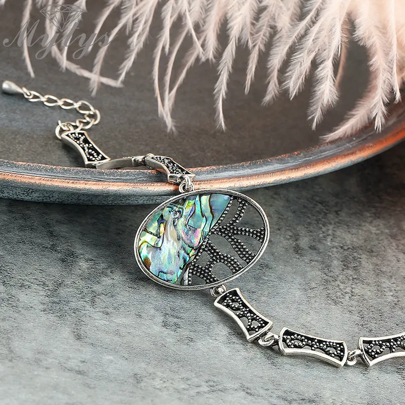 Женский браслет Mytys разноцветный в стиле ретро с рисунком подглазури винтажная