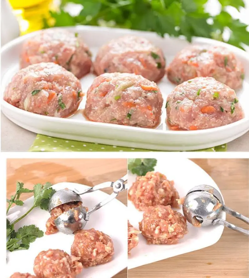 100pc stainless steel maker diy shrimp fried beef meatballs balls tools folder spoon kitchen DIY Fish Meat Ball Maker Mold Tools | Дом и сад