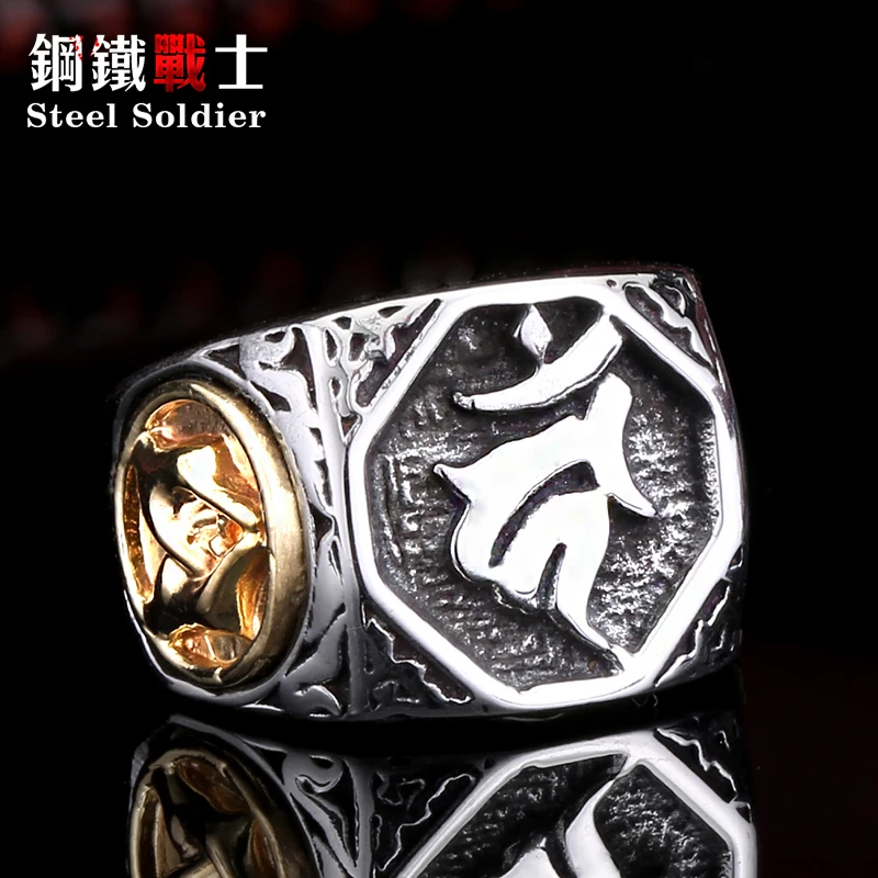 Кольцо из нержавеющей стали с изображением солдата новый дизайн буддистское