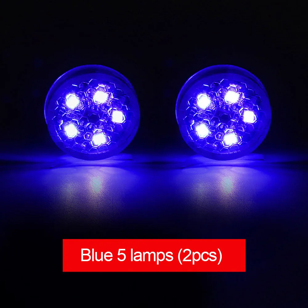 5LED Blue 2X Универсальный Автомобильный светодиодный авариПредупреждение для открывания двери, предупреждающий о столкновении, s светильник-вспышка, красный комплект, беспроводная сигнальная лампа, сигнальный светильник - Испускаемый цвет: 5LED Blue