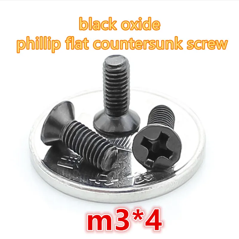

1000pcs m3*4 carbon steel with black zinc oxide phillip cross recessed head mini micro electronic screw machine screw