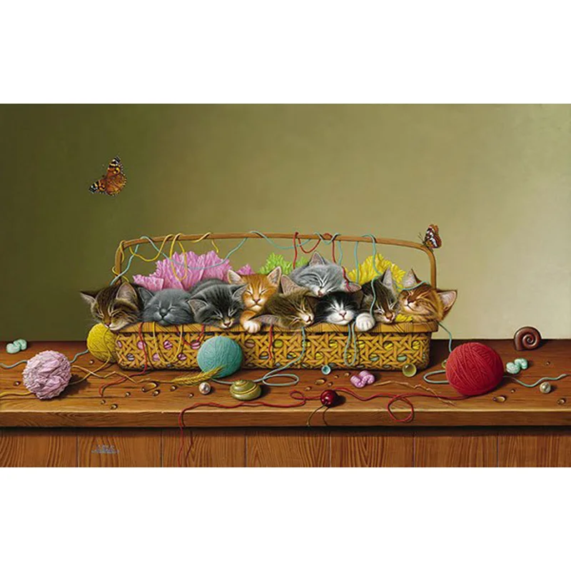 

Basket Case Cat Pattern Diamond Embroidery DIY Needlework Diamond Painting Cross Stitch Animal 5D Rhinestones Painting