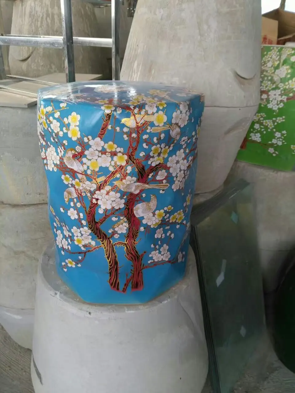 Beauty stool Jindezhen dressing ceramic garden Plum blossom Chinese drum bathroom chinese porcelain stools | Мебель