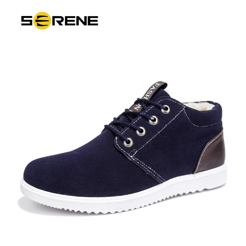 

SERENE Brand Men Boots Winter With Fur 2018 Warm Snow Boots Men Winter Boots Work Shoes Men Footwear Fashion Rubber Ankle Shoes