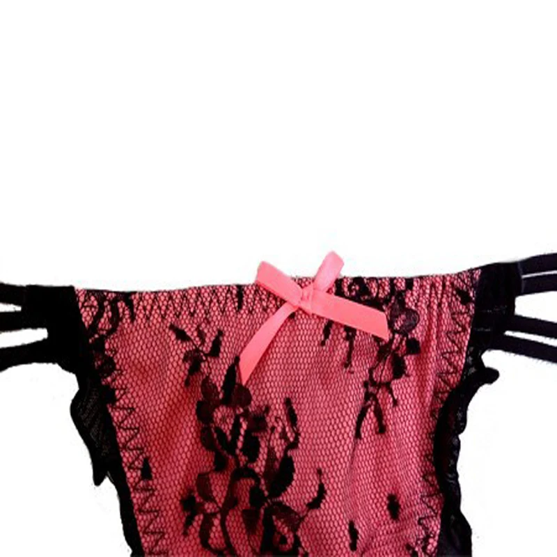 

hot sale women sexy panties g-string pink color with ruffles and bow have M size
