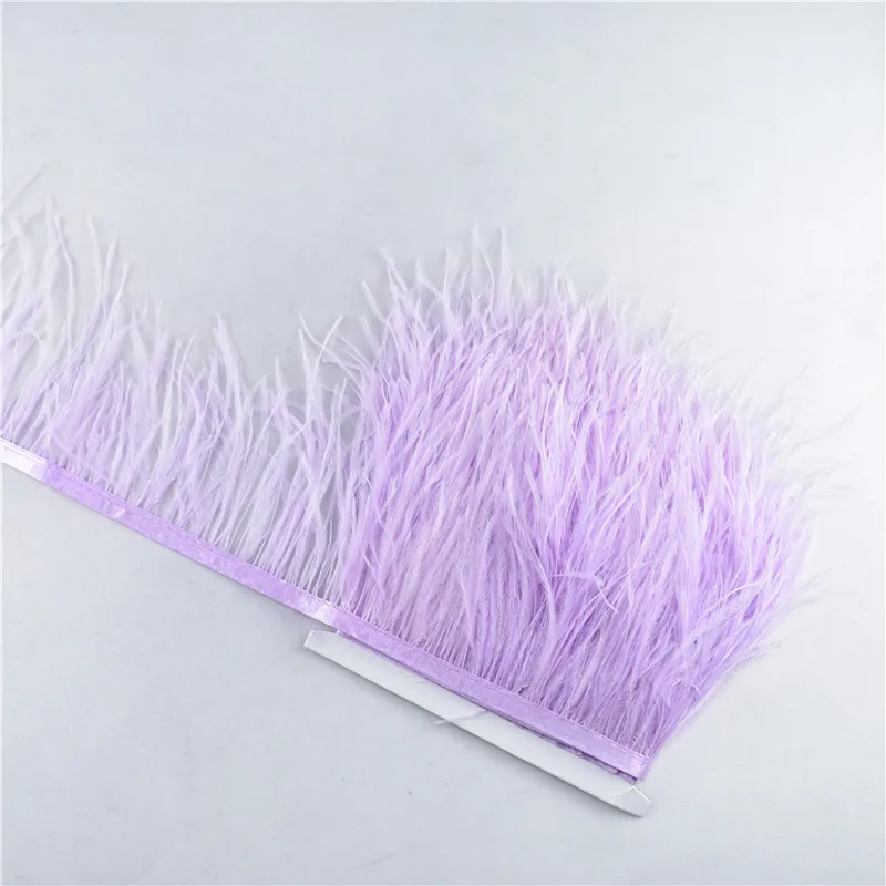 Light Purple 1 ярдов обрезки из натуральных перьев страуса 8-10 см Перья ленты для рукоделия карнавальный костюм/юбка/платье украшения Шлейфы - Цвет: Light Purple