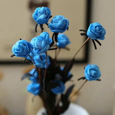 blue Zinmol красивые шелковые цветы искусственные цветы 15 голов маленькая Роза Элегантные цветы домашний декор для свадебной вечеринки букет роз - Цвет: blue