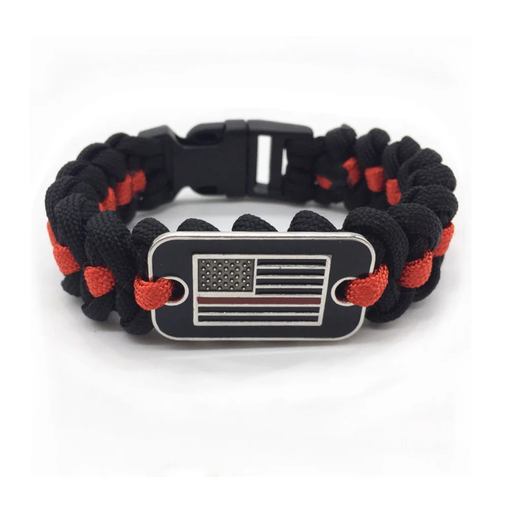 Тонкий нейлоновый Браслет из паракорда с красной линией браслет для выживания