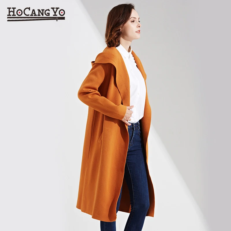 HCYO Winter Sweaters Cardigan Ladies Sweater Coat Slim Solid Hooded Knitting Thick Cardigans Free Size |