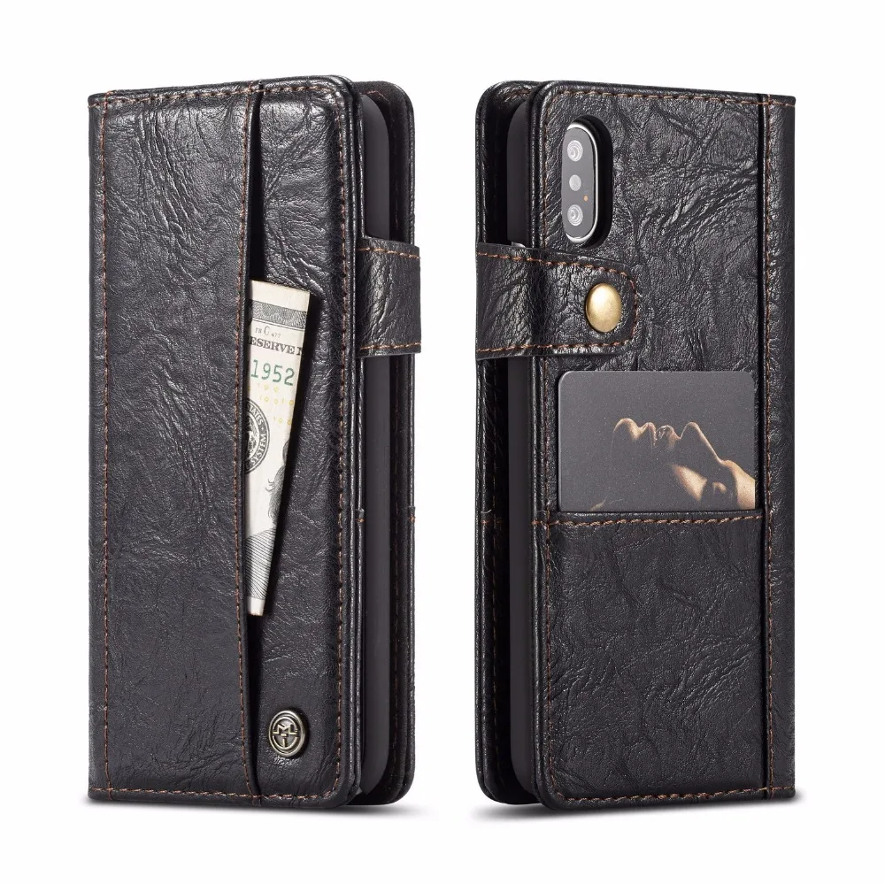 Роскошный старинный кожаный чехол для Coque iPhone X случай 3 держателя карты Vintage