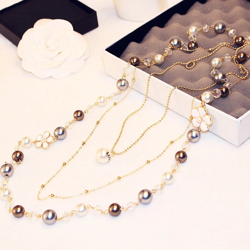 

2017 New Imitation Pearls Necklaces Vintage Collar Fashion Jewelry Color Multilayer Chain Necklaces For Women Wedding Necklace