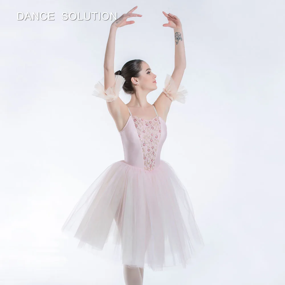 Бледно-розовая балетная фатиновая юбка гимнастическое трико из спандекса