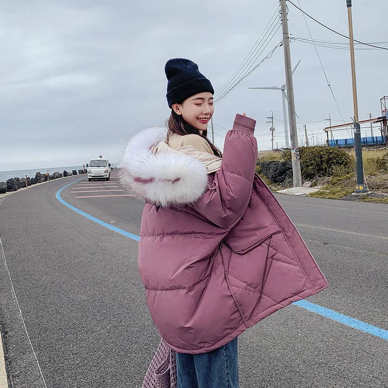 Теплая зимняя женская куртка 2019 модное пуховое хлопковое пальто с капюшоном и
