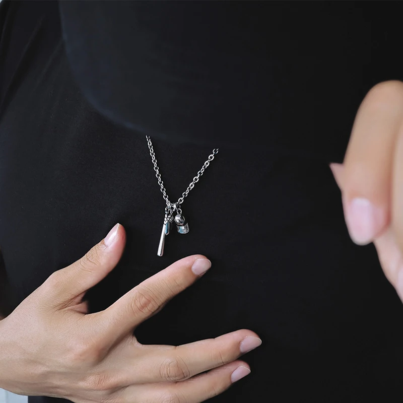 Серебряный цвет из нержавеющей стали бейсбольная спортивная подвеска ожерелье