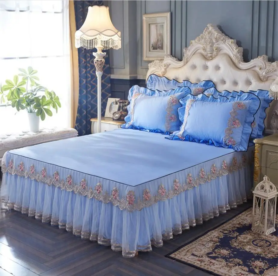 Однотонное постельное белье для принцессы кружевное покрывало наволочки