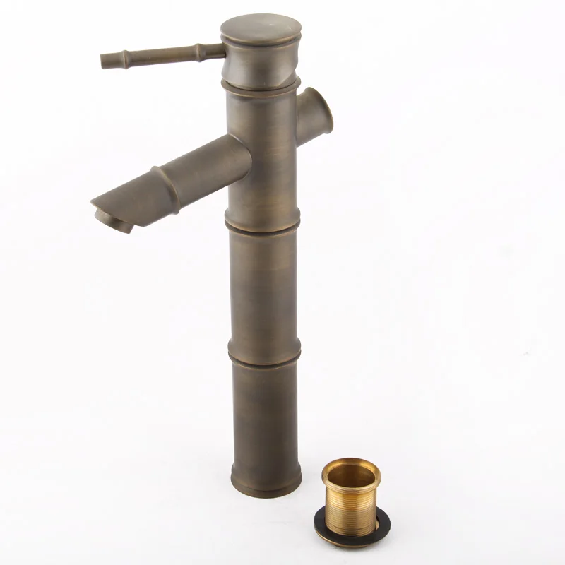

Free ship Archaize Antique Bamboo Design lav Vessel Sink tall Faucet mixer tap deck mount Single hole New