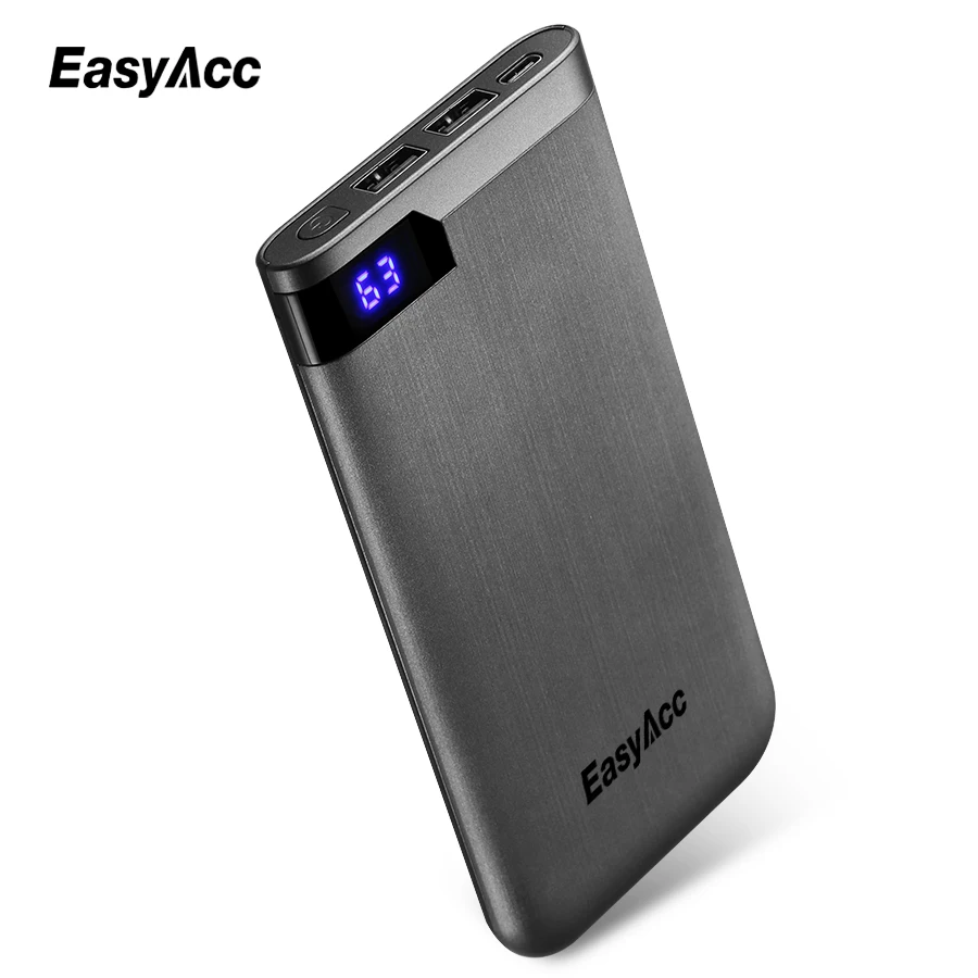 Easyacc 5 V/2.1A 2-Порты 10000 мА/ч, Мощность аккумулятор ультратонкий Портативный внешний Батарея Зарядное устройство для смартфонов Мощность/ч, тонкое Зарядное устройство