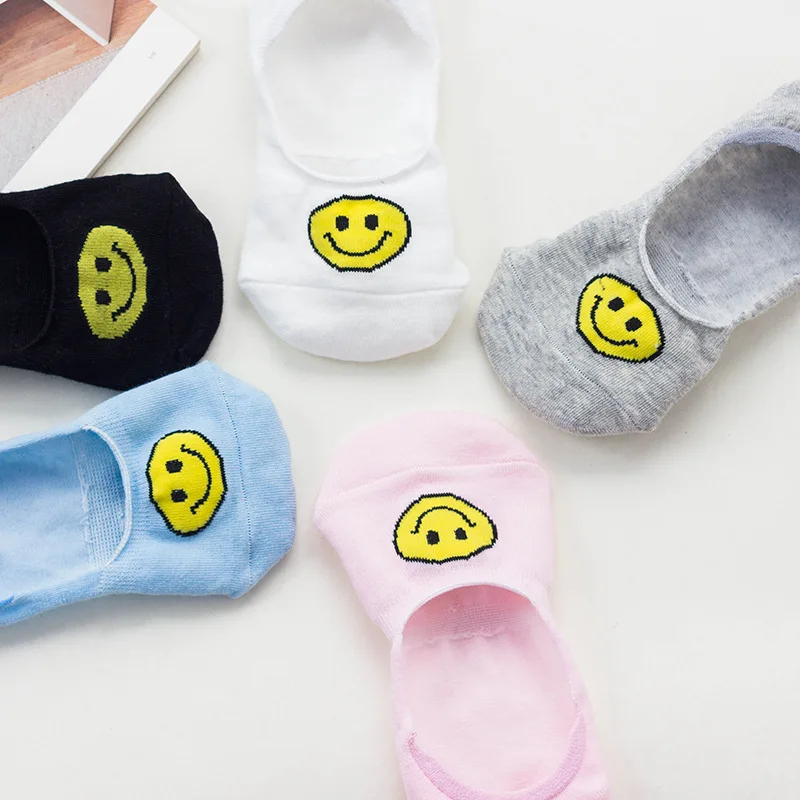 Epous New Arrival Sock Slippers Unisex Comfortable Stripe Cotton Short Ankle Socks Cheap Boat Sox Smile Face | Женская одежда