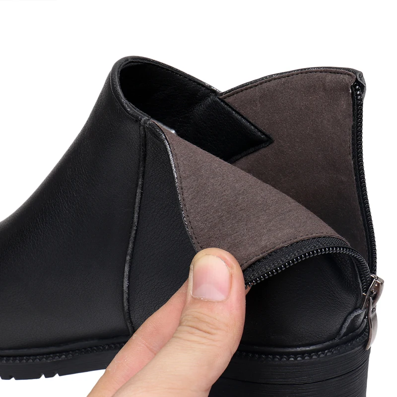 2019 Autumn Winter Women Shoes Genuine Leather Boots Square Heels Ankle Woman fashion Size 34-43 M3.5 | Обувь