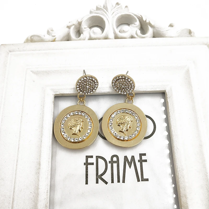 Женские винтажные серьги с кристаллами Rongho в стиле барокко золотыми