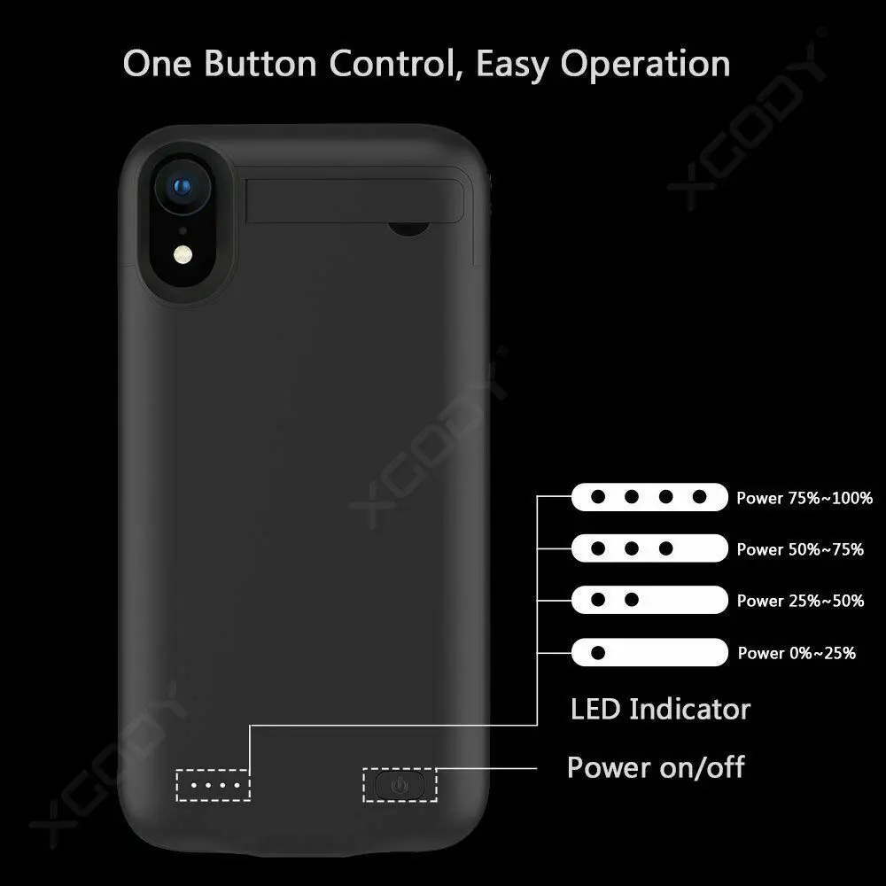 Умный чехол XGODY 5200 мАч для iphone XR XSMAX зарядки внешних аккумуляторов с держателем