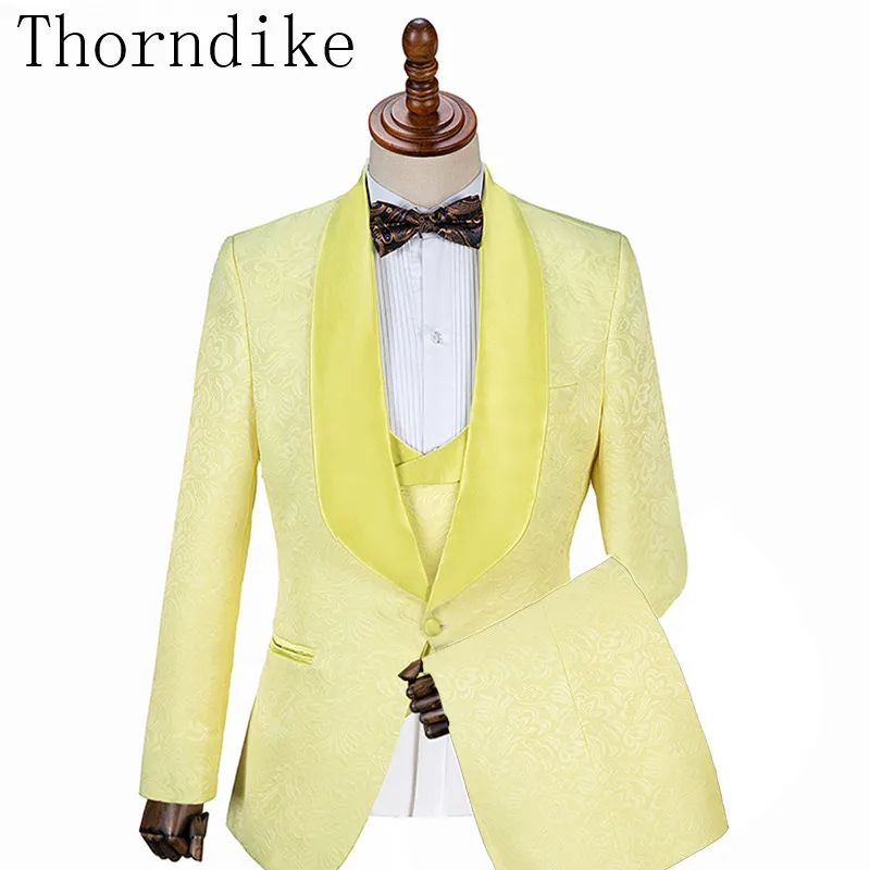 suits3 Thorndike последний дизайн костюм цвета слоновой кости жаккард и высокое качество мужские костюмы стиль свадебная одежда для жениха костюмы Красивый - Цвет: suits3