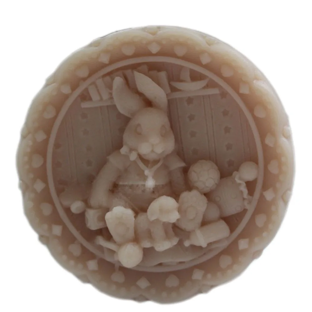 Пасхальный кролик зернистость белый круглый ручная работа силиконовая форма для