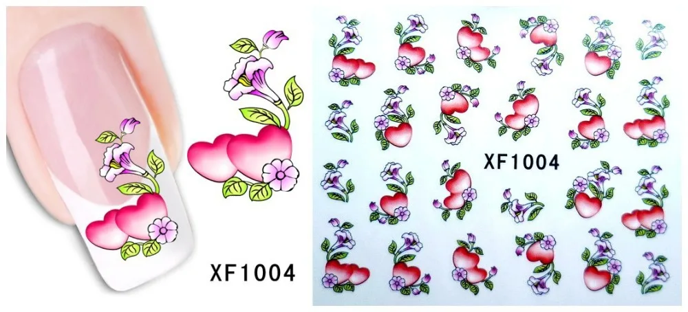 60 листов XF1001 XF1060 ногтей цветок воды транфер стикер Красота фольга для