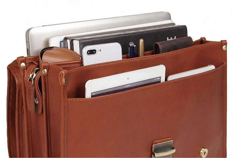 MAHEU Luxury Designer Leather Briefcase Mans Male Genuine Leather Business Bag Brown Leather Briefcase Bag For Laptop Notebooks