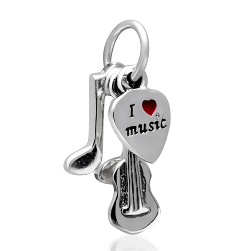 I Love Music Pendant Sambaah любим музыку биения подвеска с фианитом камень 925 пробы серебро наушников бусинами подходят Pandora музыка браслет с нотами - Цвет: I Love Music Pendant