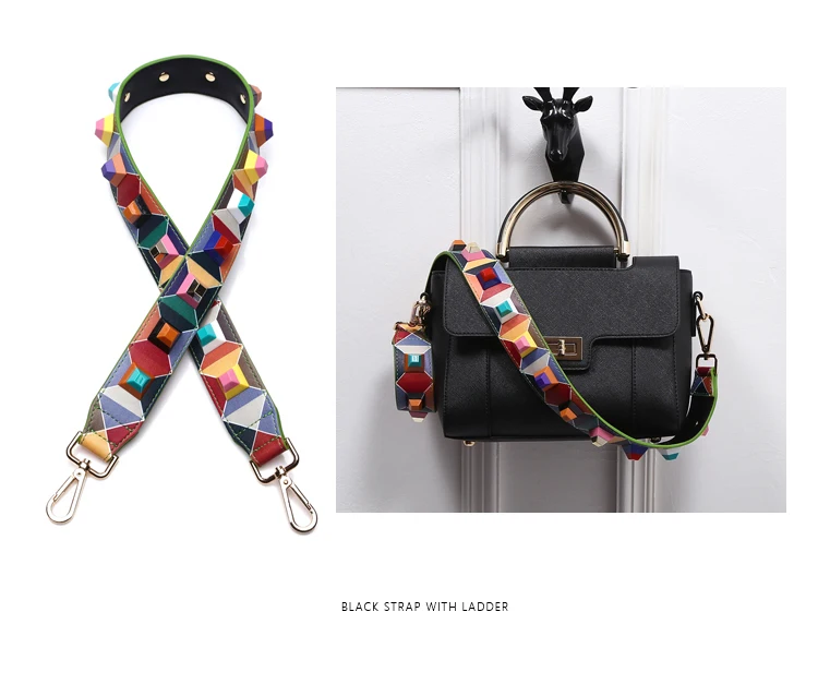 Женская сумка с заклепками широкий двусторонний ремень из натуральной кожи