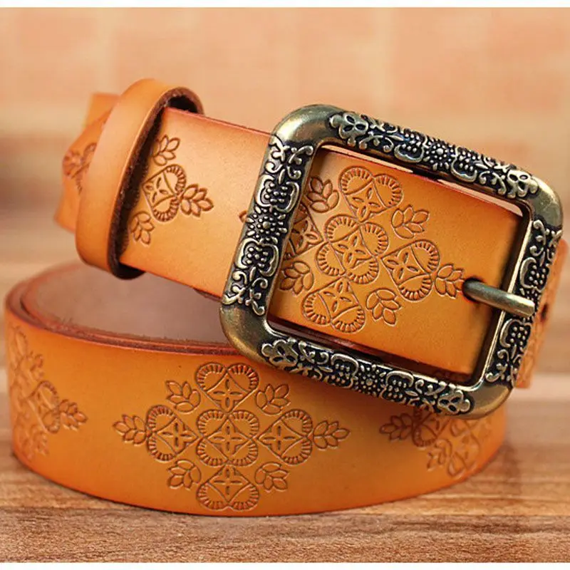 Wiscom высокое качество классический мода 100% натуральная кожа широкие пояса для