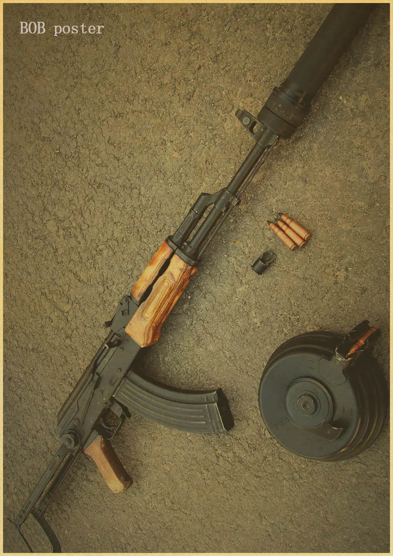 Ретро плакат пистолет AK47 плакат карта военный плакат крафт-бумага ВИНТАЖНЫЙ ПЛАКАТ Мужская комната декоративный бар украшение - Цвет: H85