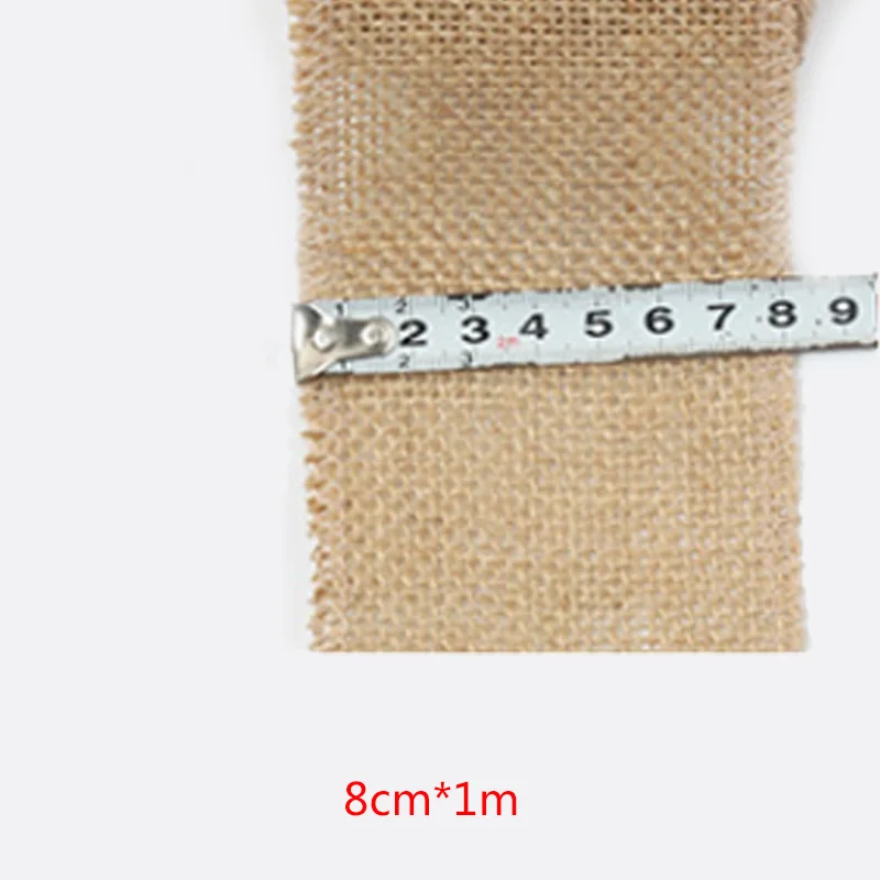 8cm 1 м/рулон поделок декоративная лента из джута, мешковины вечерние сумки материал DIY подарок обертка натуральная пеньковая Лента Горячая свадьба - Цвет: 8cm