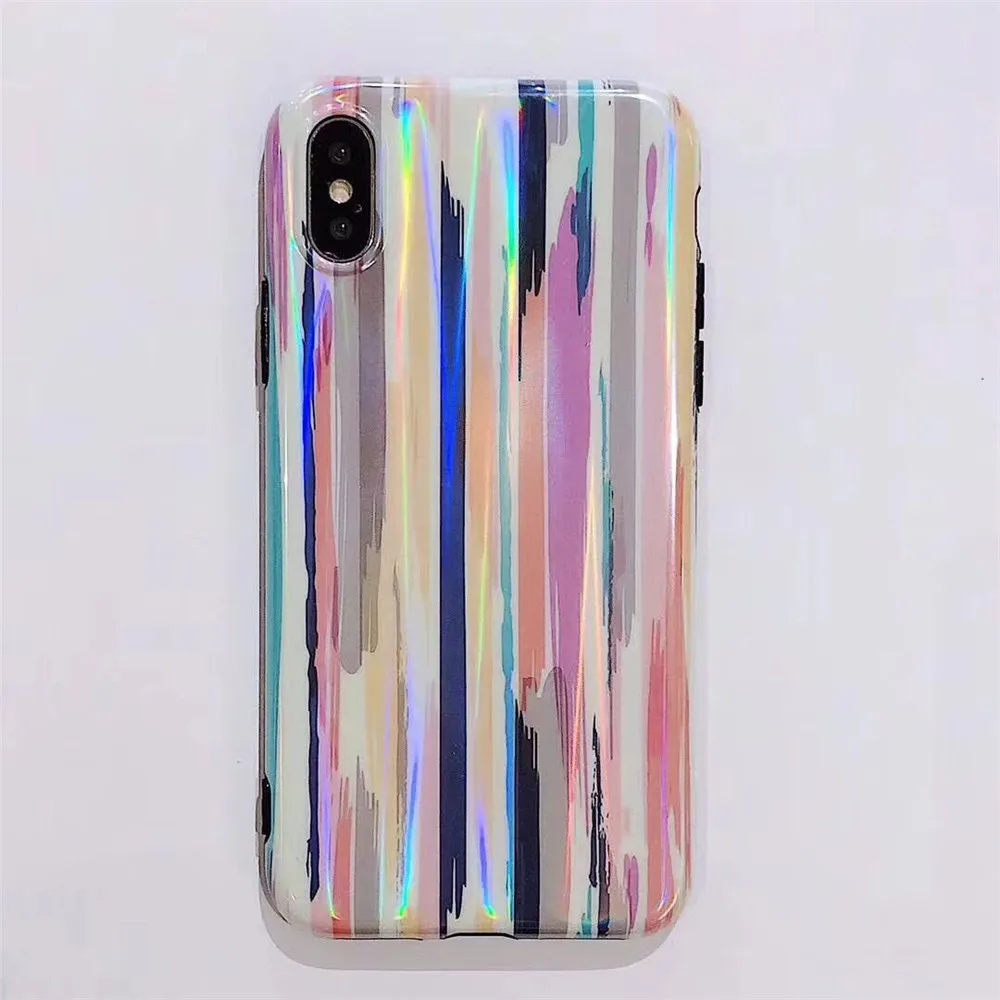 ELALA Glitter Laser Case For iPhone 7 Cover Glossy Soft Silicone Colorful Patterned 6s 6 8Plus XR XS Max Cases | Мобильные телефоны