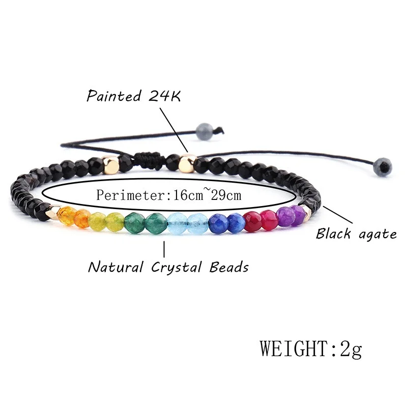3 мм целебные хрустальные голливудские бусы 7 Чакр браслеты для женщин 12