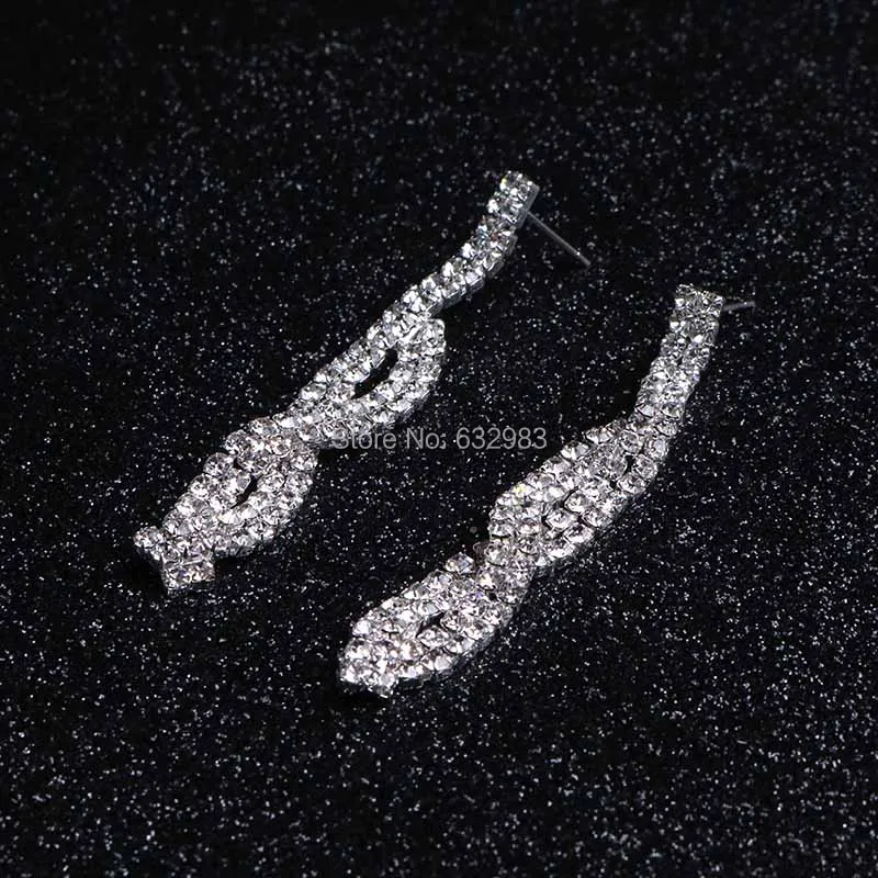 Набор ювелирных изделий Стразы из сверкающего серебристого кристалла Свадебный