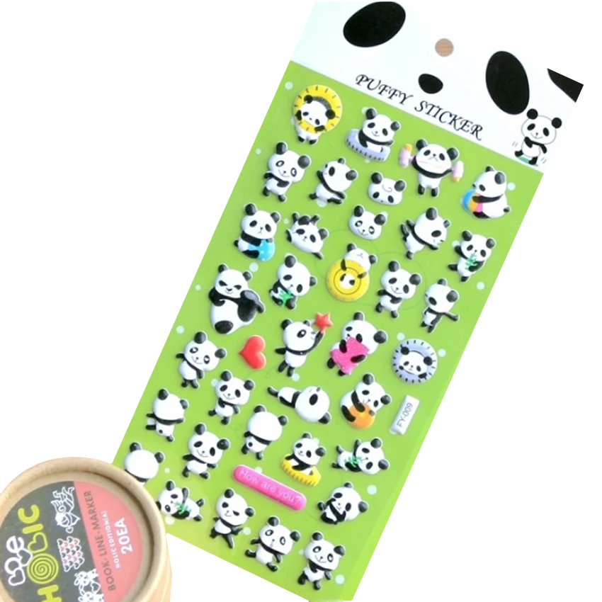 20 упаковок/партия kawaii panda дизайн пышный стикер милый клей пузырь 3D канцелярские