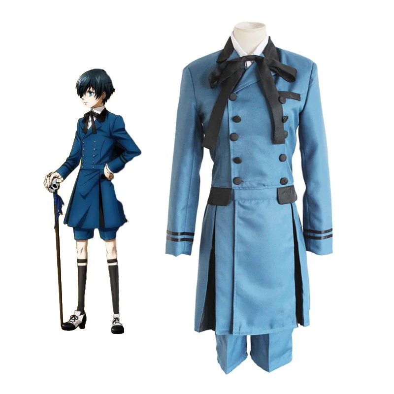 Черный Дворецкий 2 Косплей Kuroshitsuji Ciel Phantomhive синий костюм Лолиты аниме унисекс