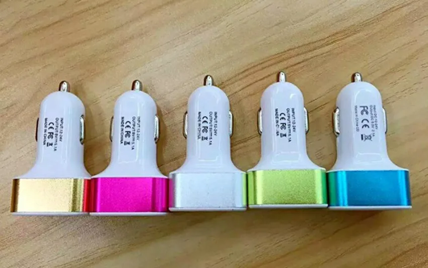 500pcs/lot aluminum alloy Universal 3 USB Port 5.1A usb Car Charger power adapter DC12V 24V for iPhone 5 6 6s 7 ipad samsung s6 | Мобильные