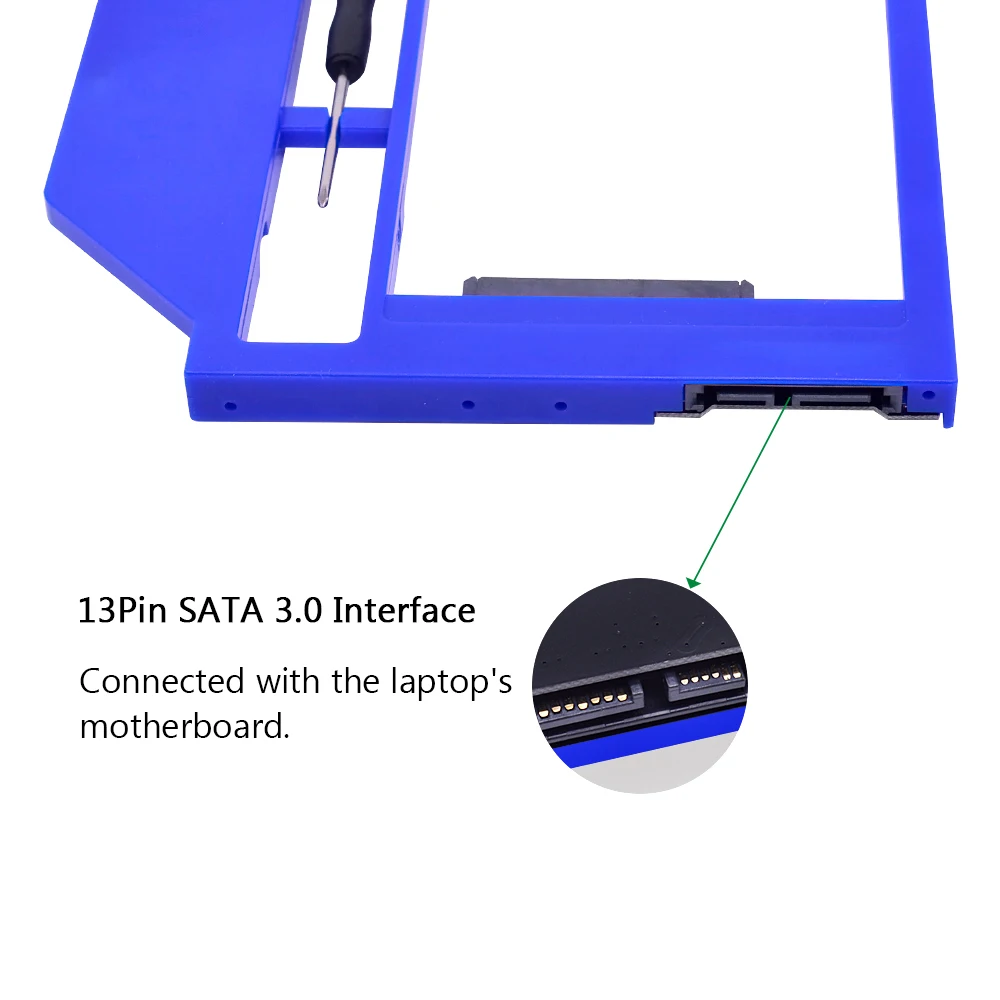 10 шт. синий пластиковый 9 5 мм SATA 3 0 2 й жесткий диск Caddy для 9/9 дюйма SSD чехол жесткого