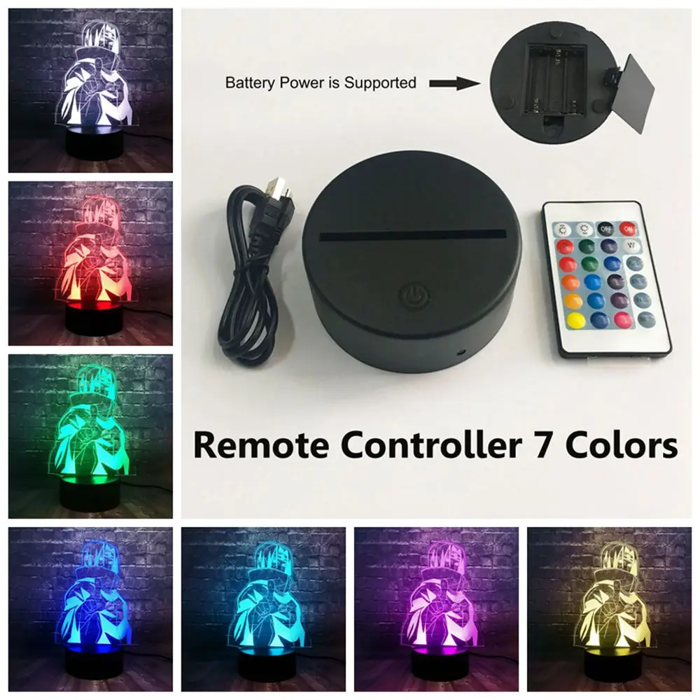 Remote 7 Color Японский аниме креативный 3D Наруто Саске Учиха Итачи светодиодный декор комнаты 7 цветов изменить настольный ночник светильник праздник день рождения Забавный подарок - Испускаемый цвет: Remote 7 Color