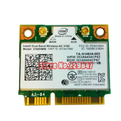 Для 3160 3160HMW 802.11ac Двухдиапазонная беспроводная карта AC + Bluetooth 4 0 Mini PCIe поддерживает