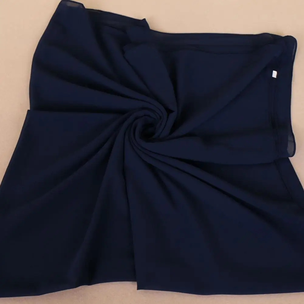navy DSstyles индийский женский мусульманский стиль сплошной цвет хиджаб шарф шифон большой квадратный платок - Цвет: navy